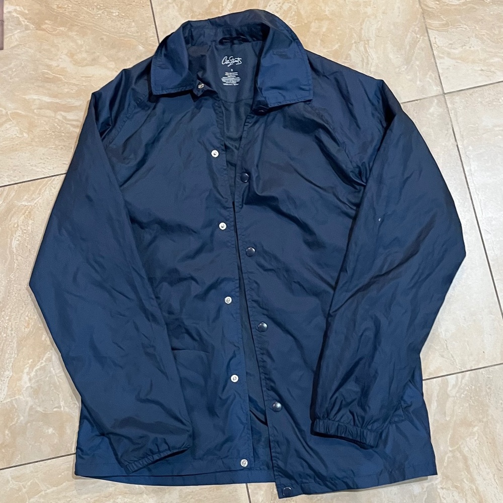 NWT blue windbreaker button up jacket coat small